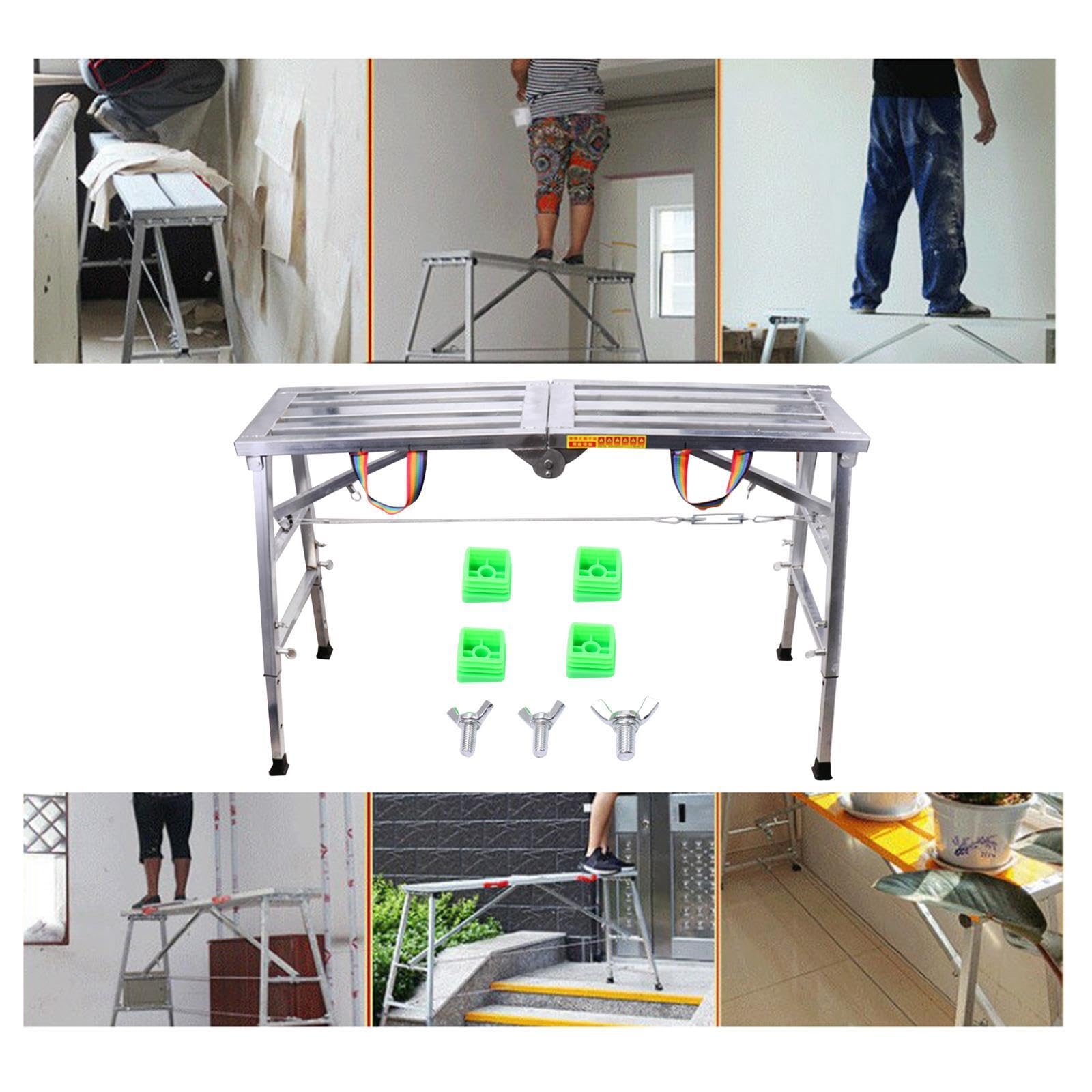Plataforma de Trabajo Plegable de Acero Resistente con Altura Ajustable para tareas de Pintura y Limpieza. Andamio portátil con Altura Ajustable.