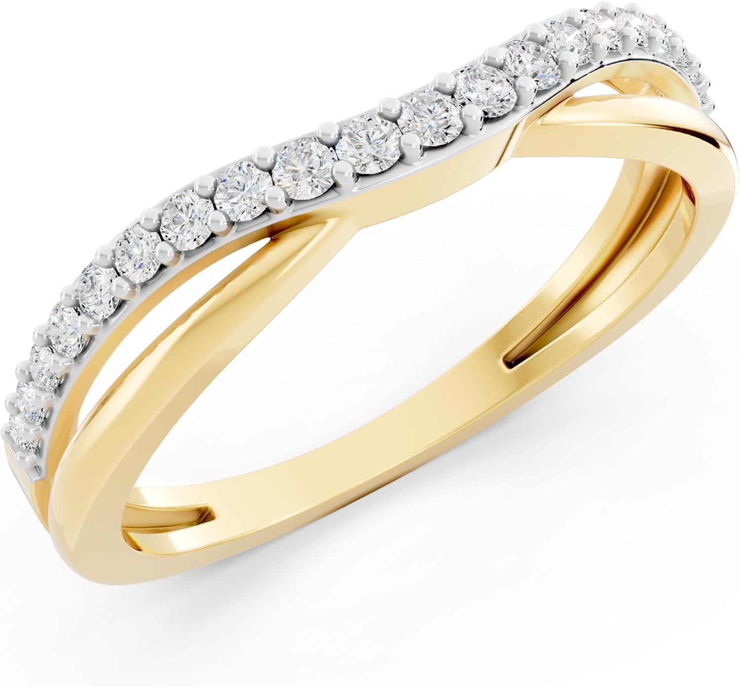 Dazzlingrock Collection 0.25 ctw Round Lab Grown White Diamond Wedding Guard Contour Band for Women in 14K Solid Gold