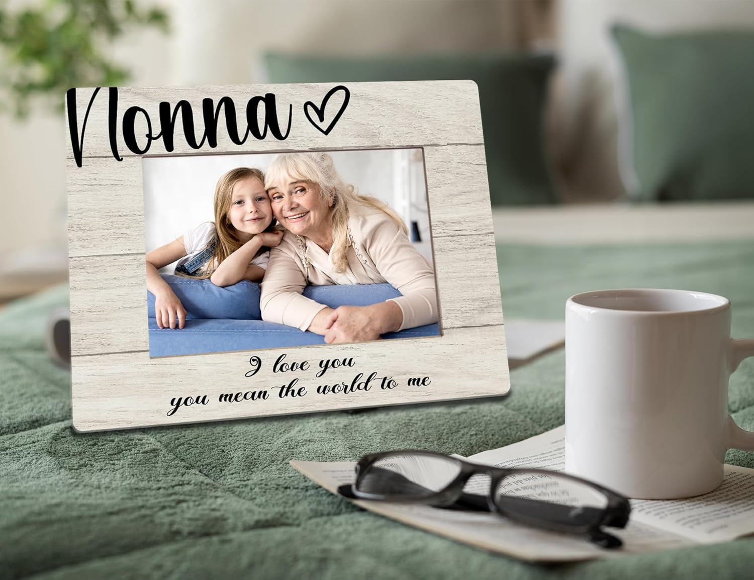 Orchroma Nonna Picture Frame, Nonna Gifts, Nonna Mother's Day Birthday Gifts from Grandson Granddaughter, I Love You Mean the World to Me Nonna Photo Frame 5X7 - Image 5