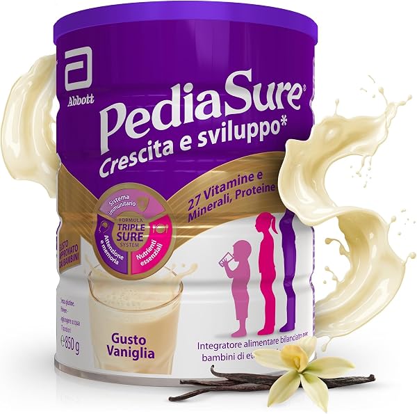 PEDIASURE Crescita e Sviluppo, Integratore Alimentare per Bambini da un anno in su, Multivitaminico con 27 Vitamine e Minerali e Proteine, Confezione 850g, gusto Vaniglia - 1