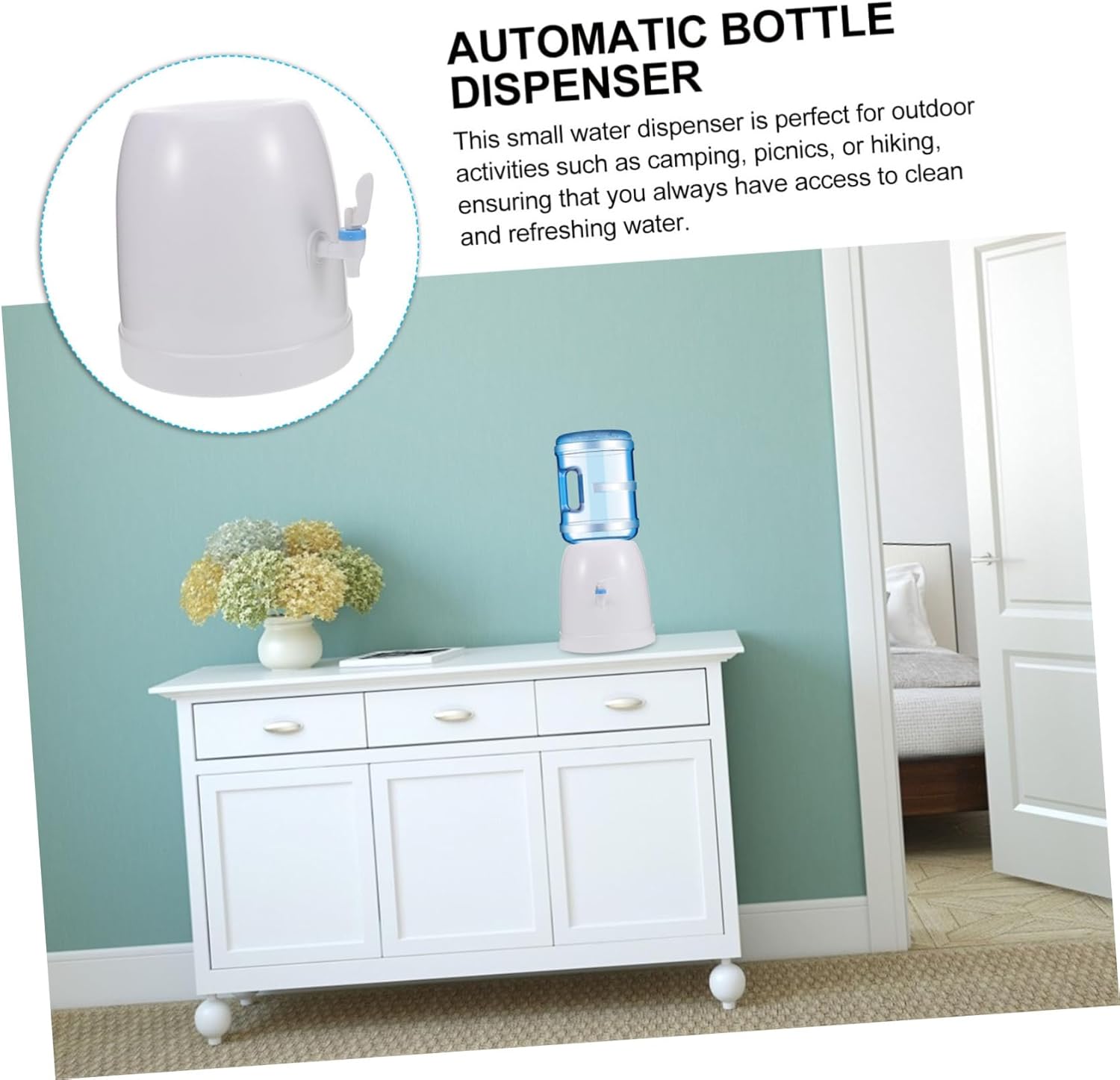 Unomor Portable Mini Cold Water Dispenser for Home Office Camping Easy Access Tap Plastic for Bottled Water Juice and Outdoor Activities