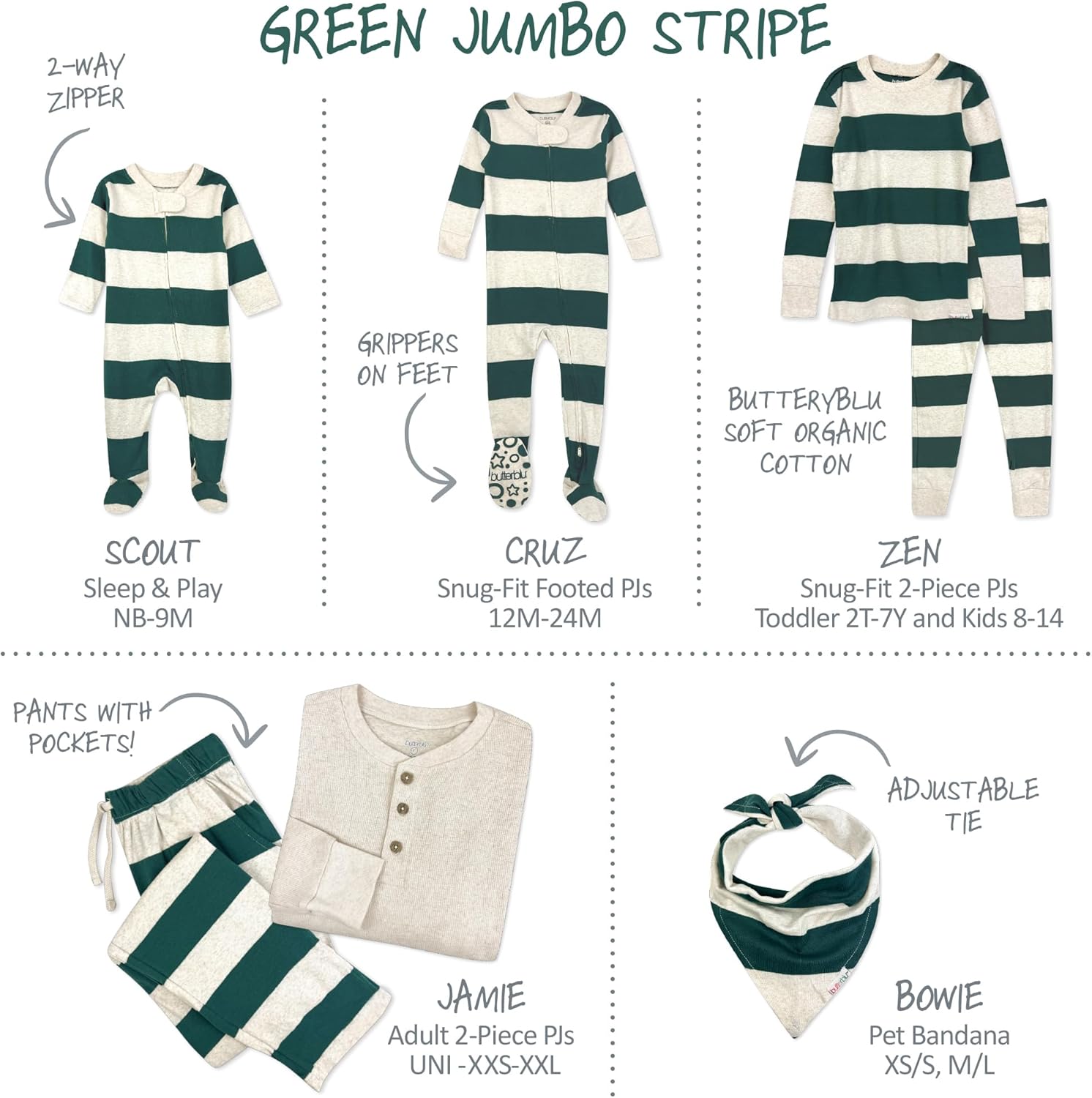 JAMIE Matching Family Jammies Christmas Pajamas Organic Cotton PJs Womens, Mens, Kids, Toddlers, Baby, Pets - Image 5