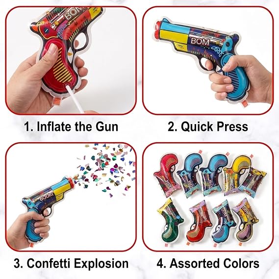 30 Pack Inflatable Confetti Shooters, Non-Pyrotechnic Adult Celebration Tools for Wedding Receptions, Birthdays & Festive Events, Lightweight Party Decorations for Indoor & Outdoor Gatherings