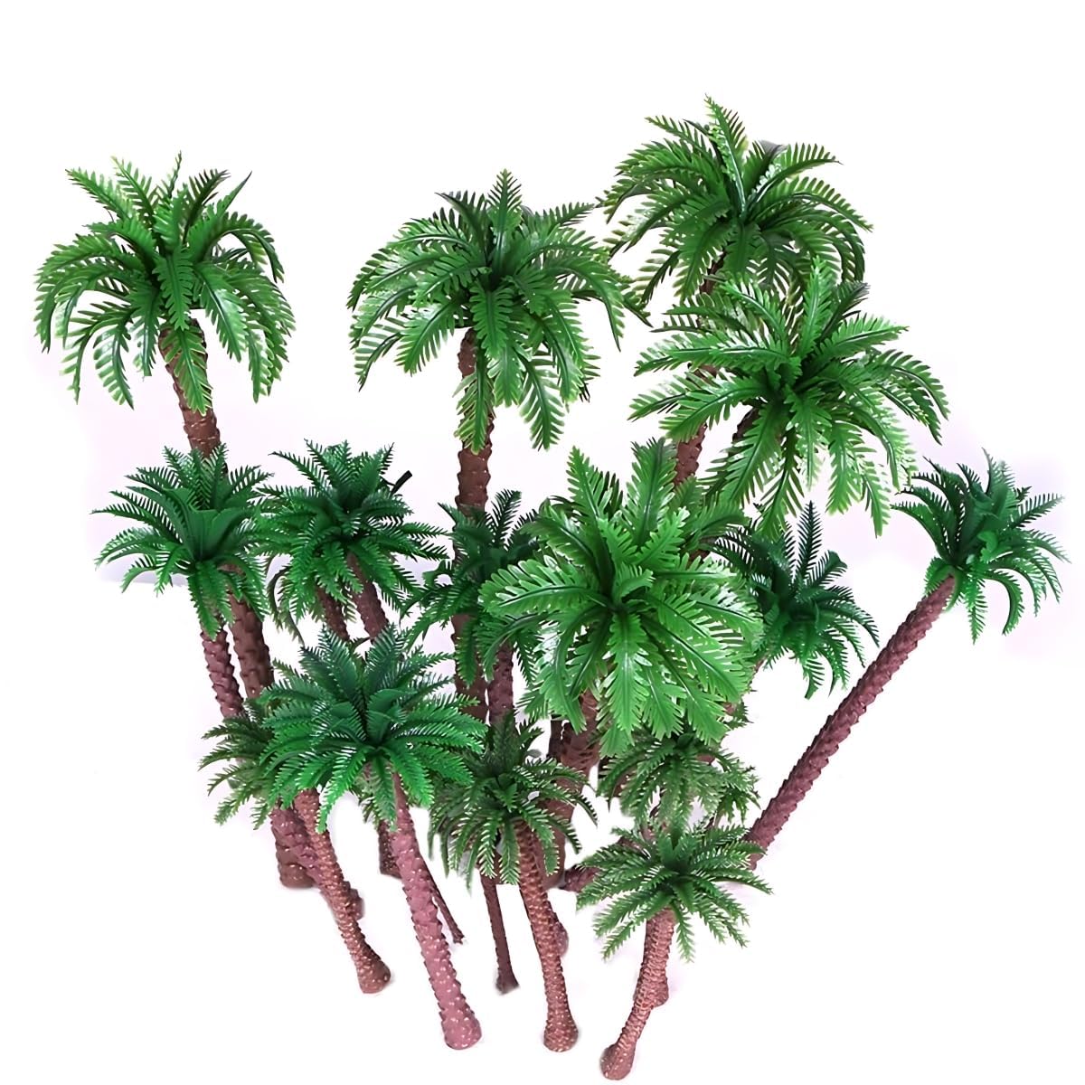 NALACAL Coconut Palm Model Trees - 15 PCS Miniature Trees for Diorama, Cake Toppers, and Landscape Decorations (2.5-6.3 inches)