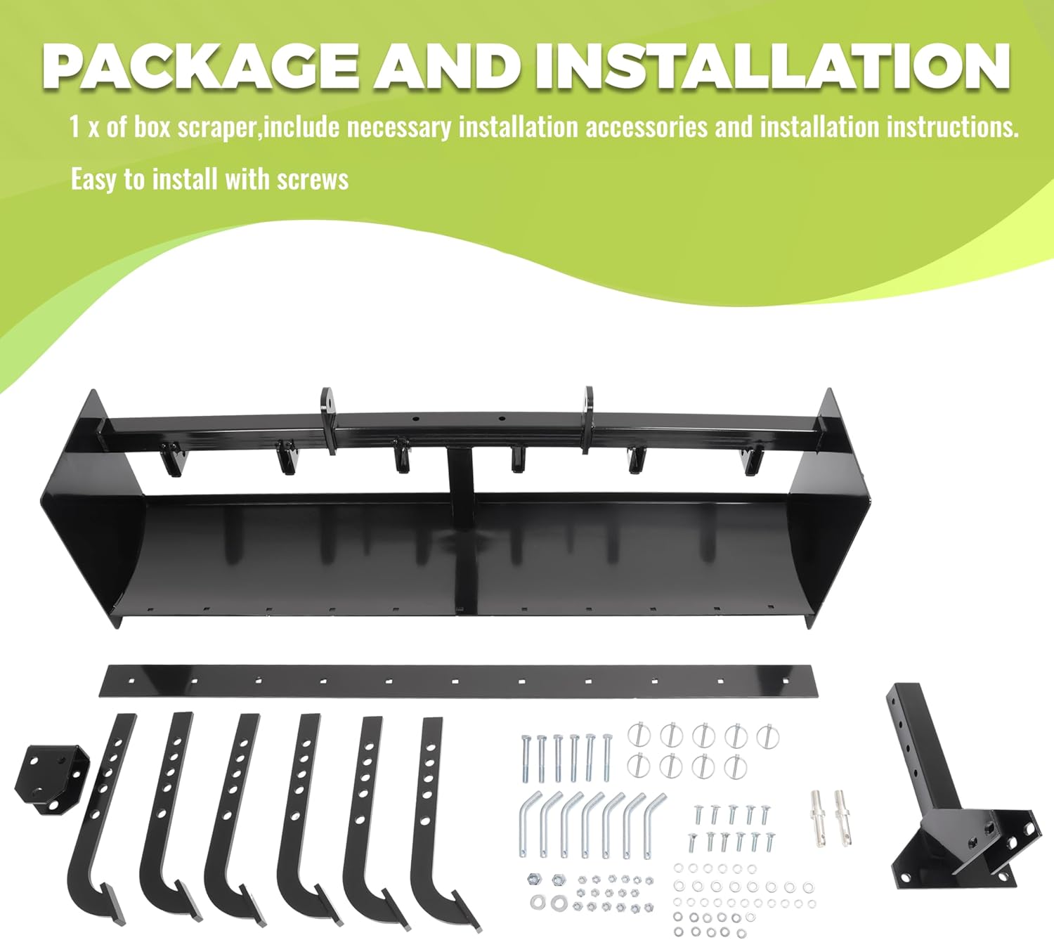 KUAFU 55" 3-Point Box Scraper Compatible with CAT-0 Garden Lawn Mower Tractor Box Blade