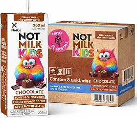 Kit Achocolatado 100% Vegetal NotMilk Kids Chocolate 200ml c/8 caixinhas – Bebida Vegetal Sabor Chocolate, Pronto para Beber, Sem Leite