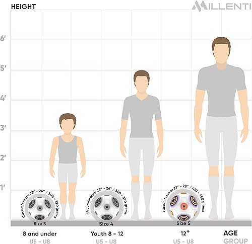 Miniatura 7 de Millenti Balón de fútbol de entrenamiento de equipo, tamaño 5, color blanco y morado, diseño de alta visibilidad y fácil de seguir (blanco y