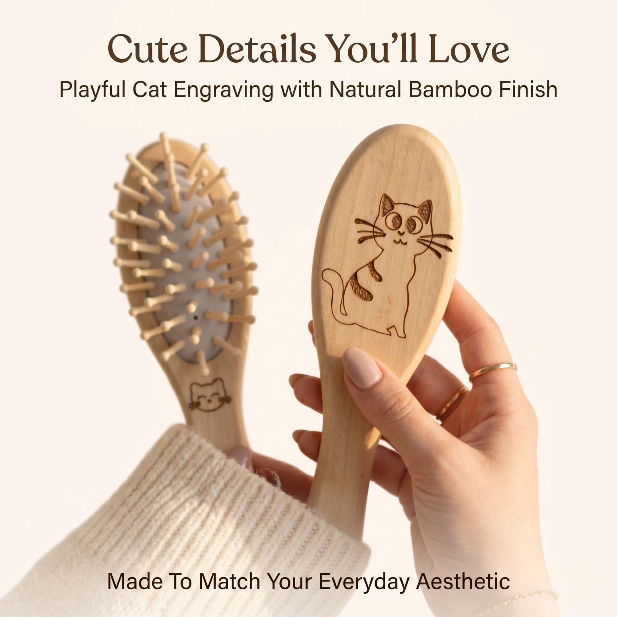Organic B Cute Mini Wooden Hair Brush for Girls, Teens & Women, Compact Travel Hair Brush with Wooden Massage Pins, Detangling Paddle Hairbrush for Thick, Curly, Straight & Long Hair, Purse & Backpack Friendly 3