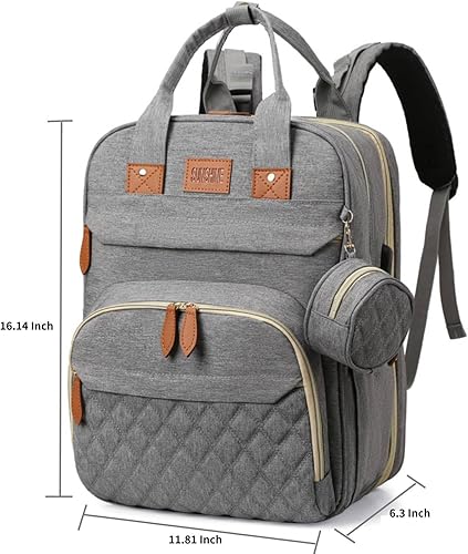 Miniatura 6 de Mochila para pañales, bolsa de pañales para bebé con cambiador, bolsa de viaje multifuncional, impermeable, de gran capacidad con puerto de carga