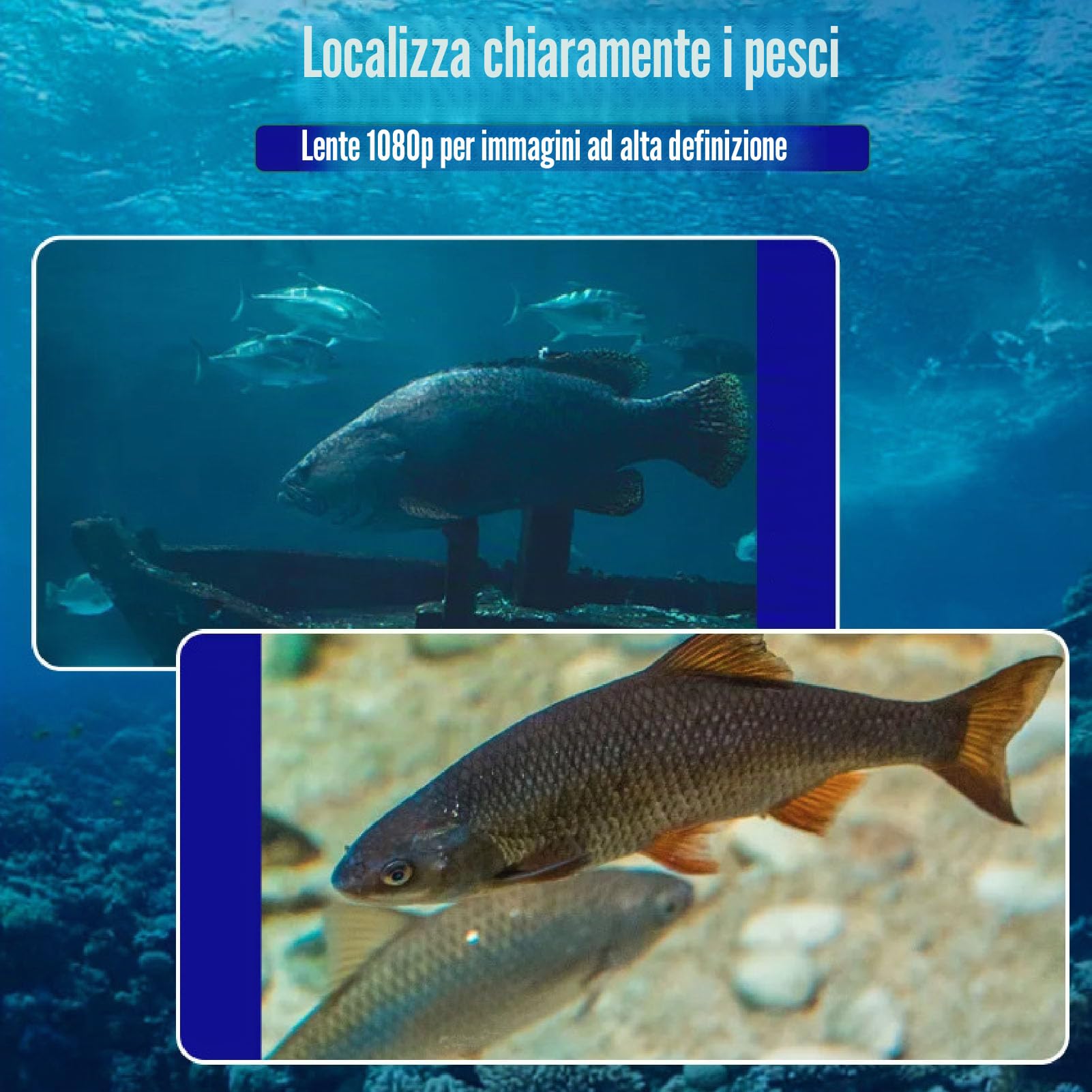 Fotocamera per Pesca Subacquea, Telecamera Portatile per Ecoscandaglio 1080P HD LED Fotocamera Impermeabile con Ampia Visuale di 220° e Monitor da 4,3 Pollici per Pesca in Kayak