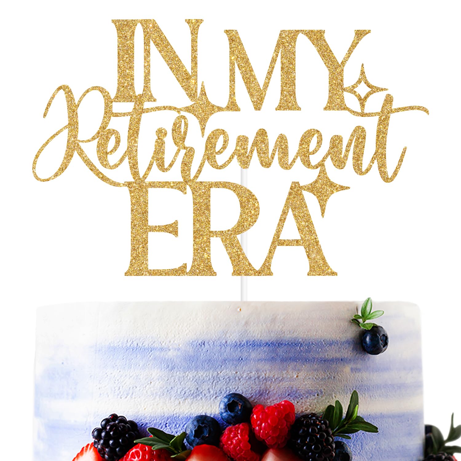 SriburcioGold Glitter In My Retirement Era Cake Topper, Officially Retired Not My Problem Anymore/Rude That You're Leaving But OK, Funny Retirement Party Decorations Supplies