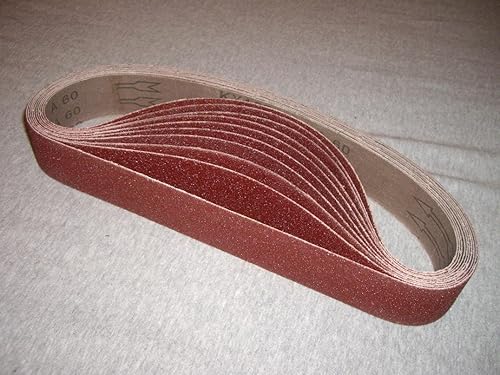 Correas de lijado, 1-1/2 x 30 pulgadas, correa de lijado de óxido de aluminio de grano 36, paquete de 10 correas de lijado de correa