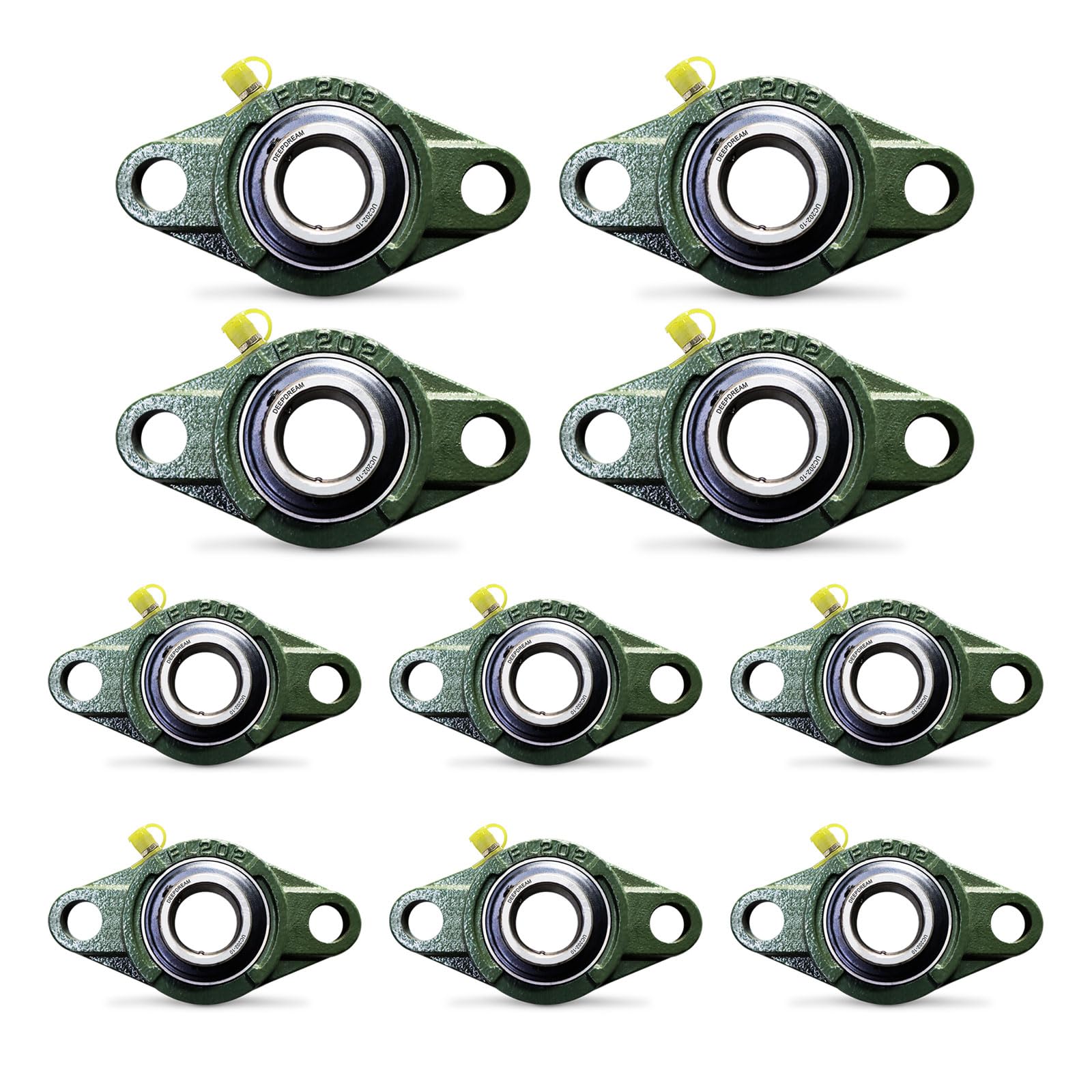 FKG UCFL202-10 Pillow Block Flange Bearing - 5/8" Bore, Set Of 2, Cast Iron & Chrome Steel
