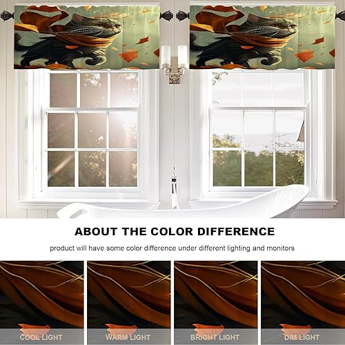 Miniatura 603 de Cenefas de cocina modernas con patrón de cobre marrón dorado para ventanas, cenefas opacas abstractas de marcas de arañazos y cortinas opacas