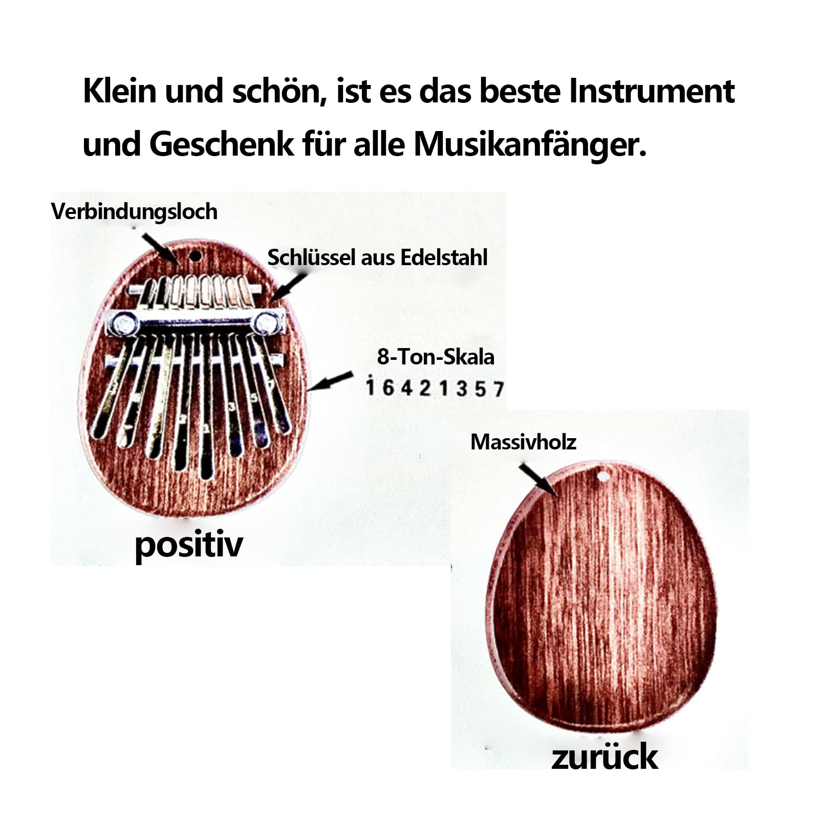 GERUI mini Karumba 8-Tasten, tragbares Karumba, hochwertiges, zartes Finger und Daumen Karumba Klavierinstrument, das für Anfänger, Kinder und Erwachsene notwendig ist (wood)