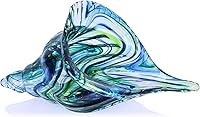 PlivBloom Blown Glass Conch Shell Sculpture - Fused Art Glass Seashell Decor for Coastal Beach Home, Living Room, Kitchen Shelves