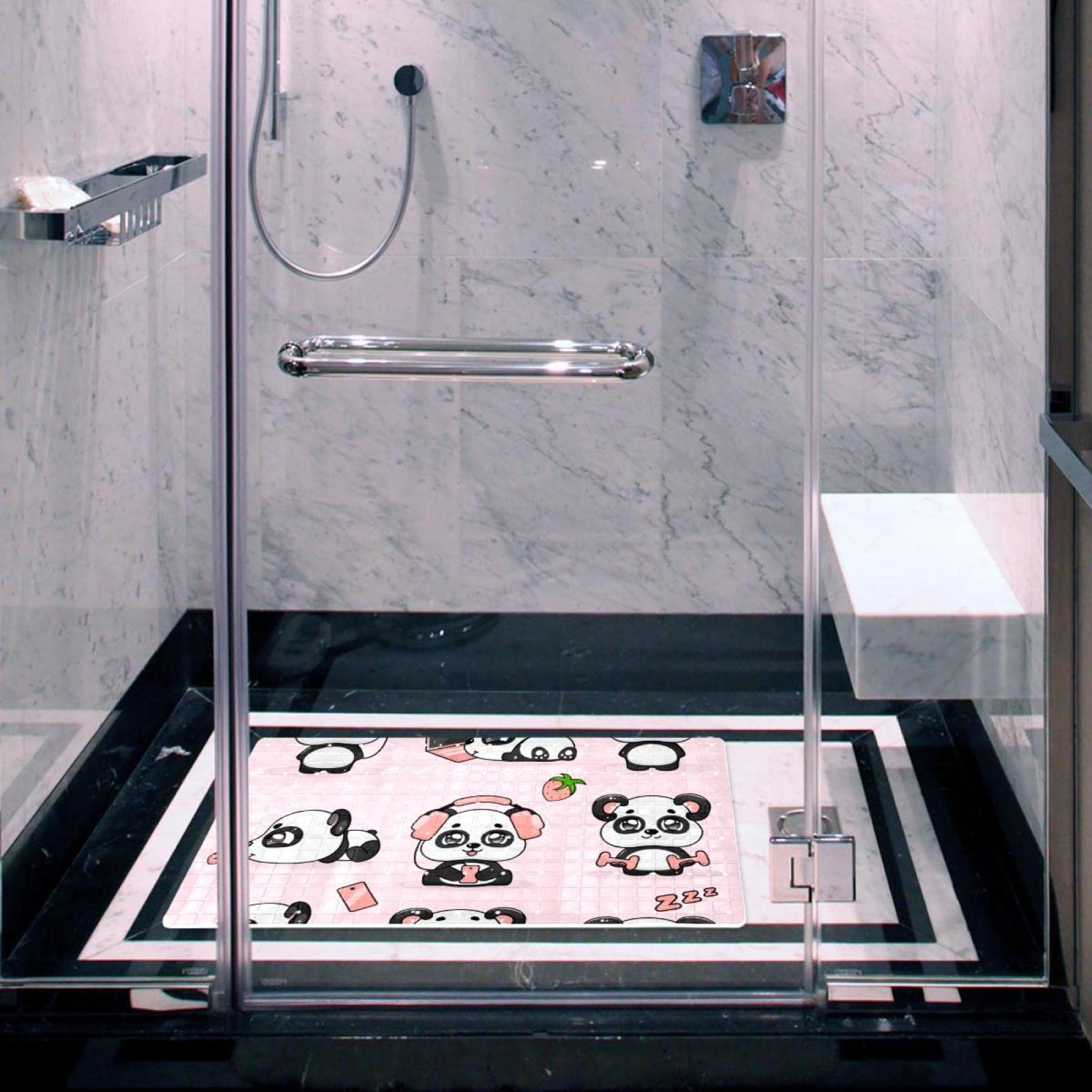 Rutschfeste Badematten mit niedlichem Panda-Motiv, für Badezimmer, rechteckige Badewanne, maschinenwaschbar, 39 x 70 cm