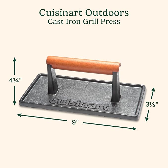 Prensa para hamburguesas rectangular de hierro fundido Cuisinart miniatura 2