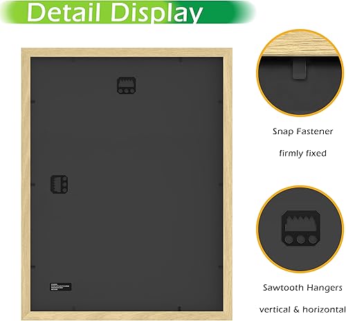 Vista 174 de FrameWorks Marcos de fotos clásicos de madera de 11 x 14 a 8 x 10 pulgadas con vidrio templado, roble natural, paquete de 6