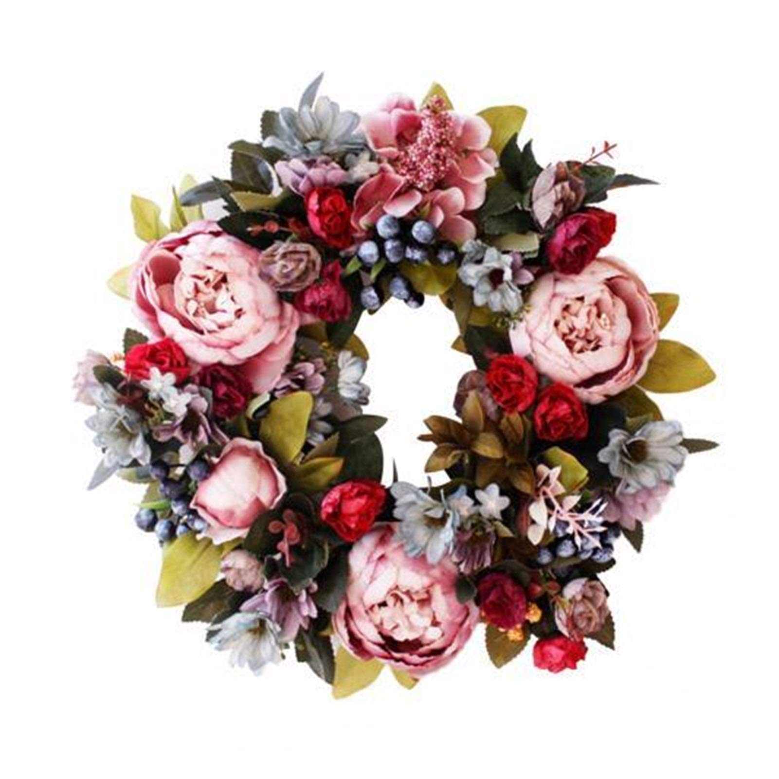 Guirlande de Noël en soie naturelle couronne de pivoines chic