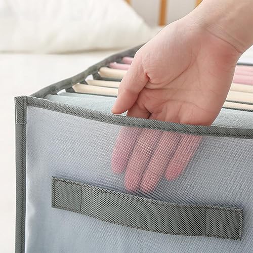 Miniatura 3 de Organizador de ropa de 7 compartimentos para jeans y camisas, caja de almacenamiento de tela plegable con asas, solución de cajón de armario