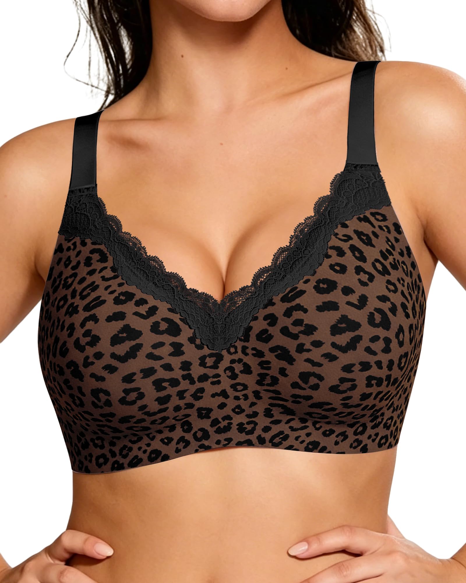 HORISUN Reggiseno senza fili in pizzo gelatina da donna, bralette senza