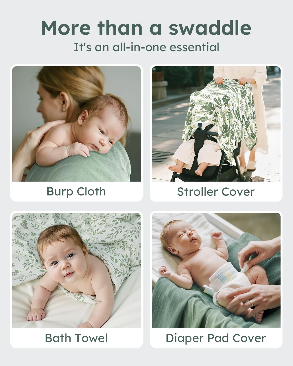 Yoofoss Organic Muslin Swaddle Blankets, Baby Blankets, 47 x 47 Inches Receiving Blanket for Baby Boys and Girls, Baby Essentials for Newborns Soft Breathable