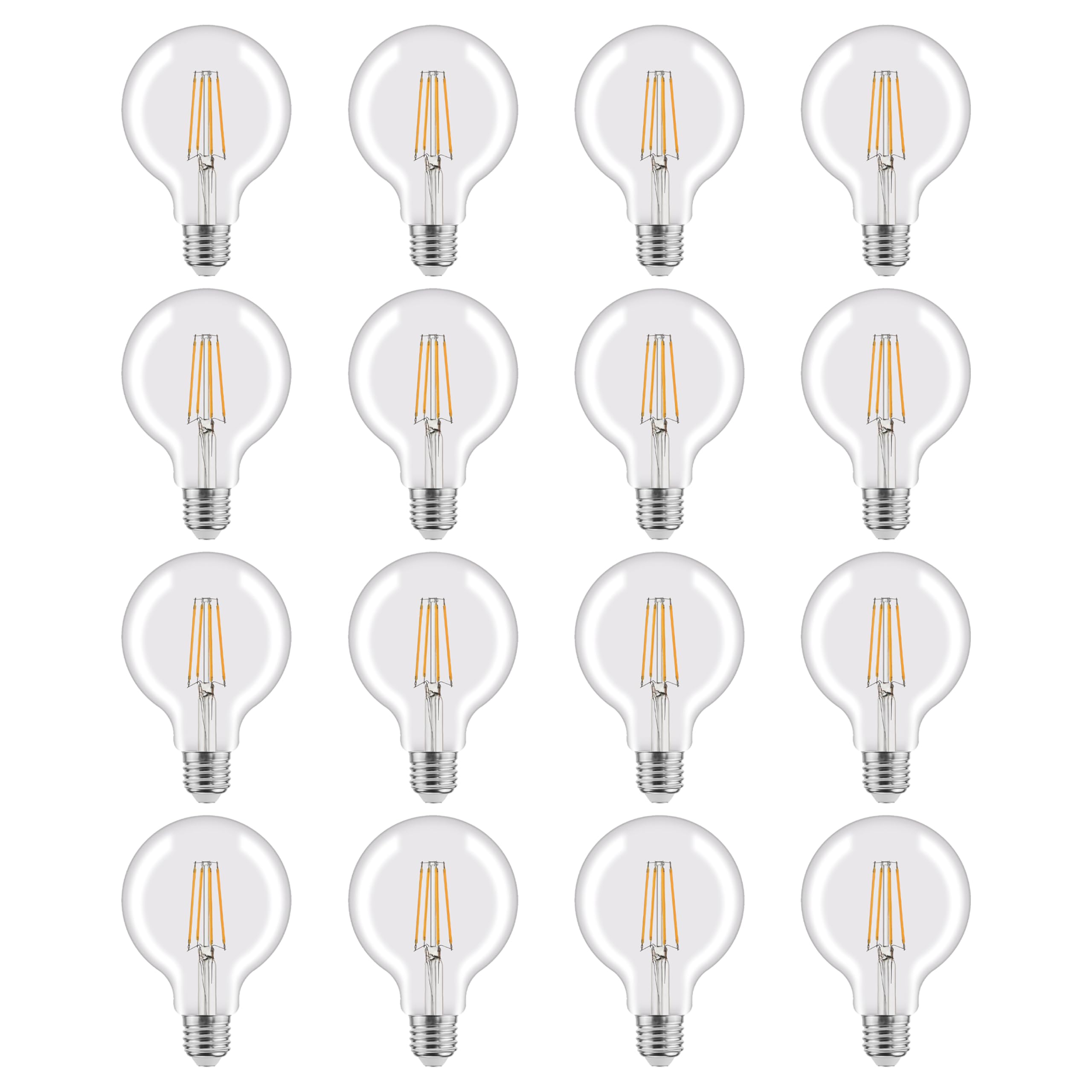 LEXMAN - 16er-Set LED-Lampen - 16 x LED Glühbirnen E27-806 LM - 5,9W entsprechend 60W - Ø 95 mm - 2700K - Warmweiß