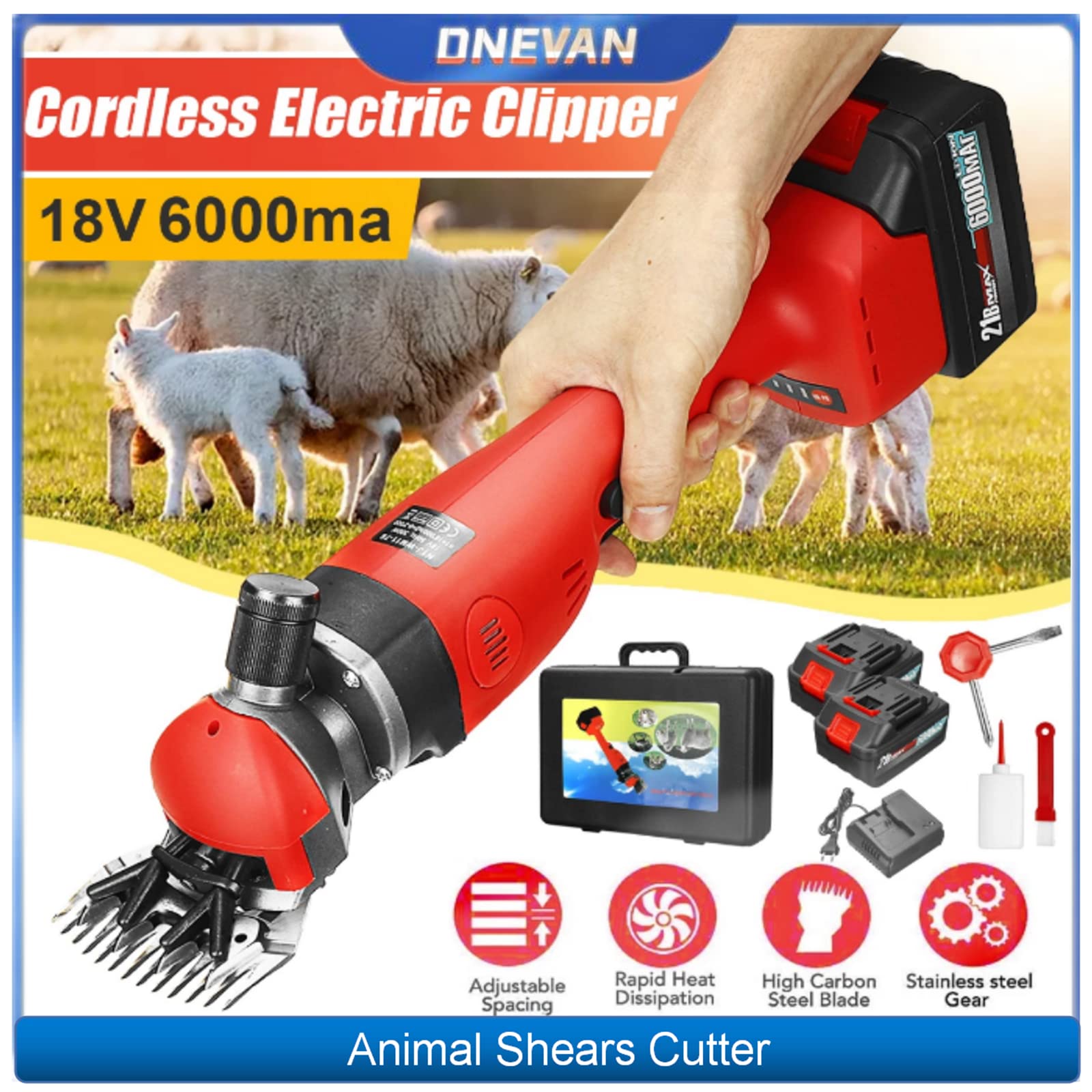 Cesoie Per Pecore Professionali Elettriche Senza Fili Da 300 W, Tosatrice Per Pecore Ricaricabile 21 V, Lana Da Barba Per Pecore, Alpaca, Capre