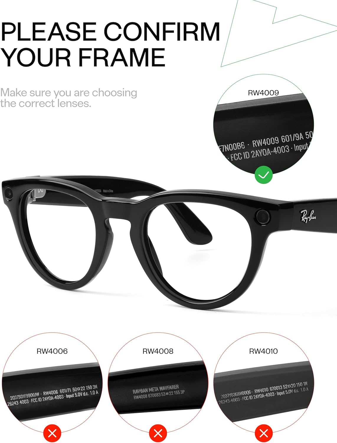 Mryok Replacement Lenses Compatible with Ray-Ban Meta Headliner RW4009 50mm / Gen 2 RW4013 50mm Smart Glasses, HD Polarized