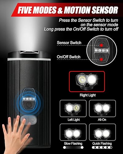 Miniatura 2 de Bike Lights, 6+4 Modes Rechargeable Type-C Bike Light for Night Riding, Anti-Dazzle High Lumen LED Bike Lights Front and Rear, Bicycle Light Set