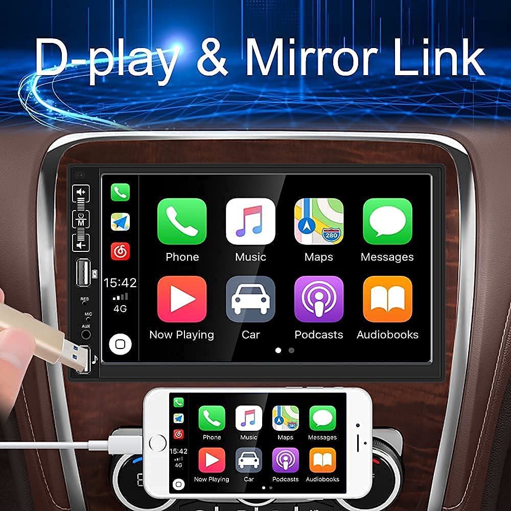 7 Inch Car Stereo Apple Carplay & Android Auto Camecho Radio 2 Din with