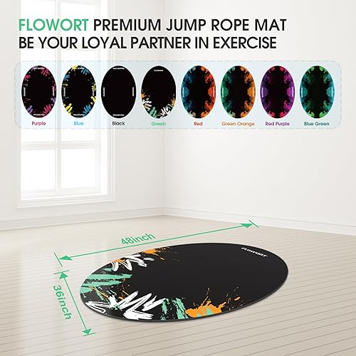 Miniatura 3 de Alfombrilla de goma grande para ejercicio en interiores y exteriores, diseño ovalado antideslizante para protección de suelo y cuerda, entrenamiento