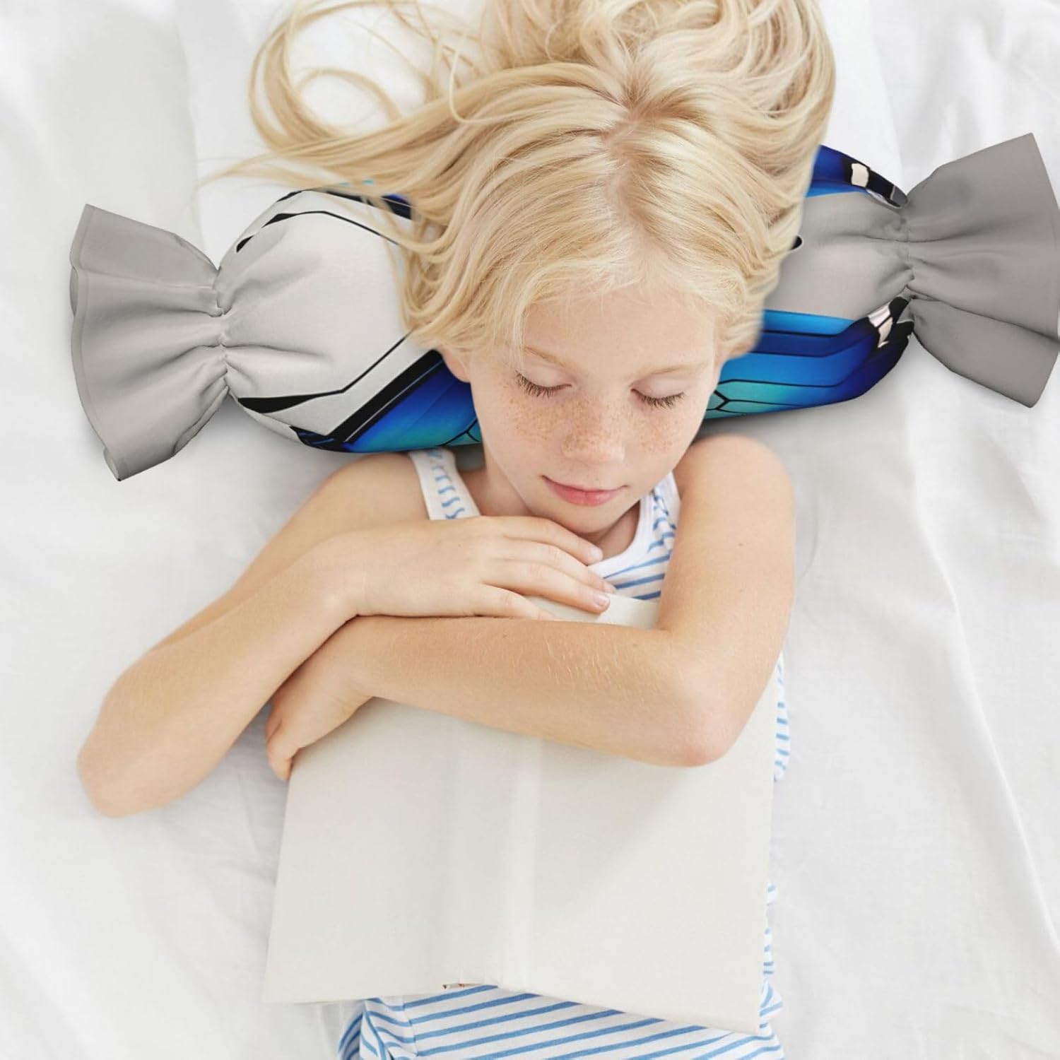 Blue Butterfly Print Candy Cylindrical Comfortable Pillow Throw Pillows Home Decor Easy Maintenance