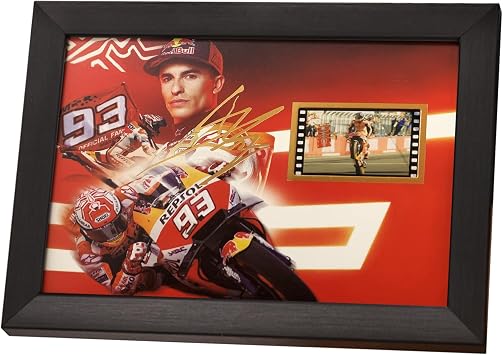 veratwo Signed Marc Marquez Signed Poster Framed Photo Gift, 8x6 Inches | 35mm Film Display, MotoGP Memorabilia, Sport Room Decor