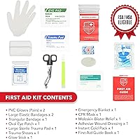 Vista 3 de Swiss Safe Kit de primeros auxilios 2 en 1 para automóvil, viajes y hogar, negocios – Mini kit adicional para ayuda de emergencia médica