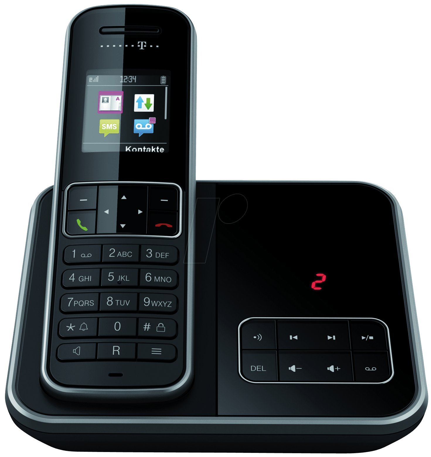 Telekom Sinus A 406 Schnurlostelefon mit Anrufbeantworter und Grafikdisplay (Farbe: schwarz, 200 Telefonbucheinträge, 40 Min Speicherdauer AB, Farb-Grafikdisplay)