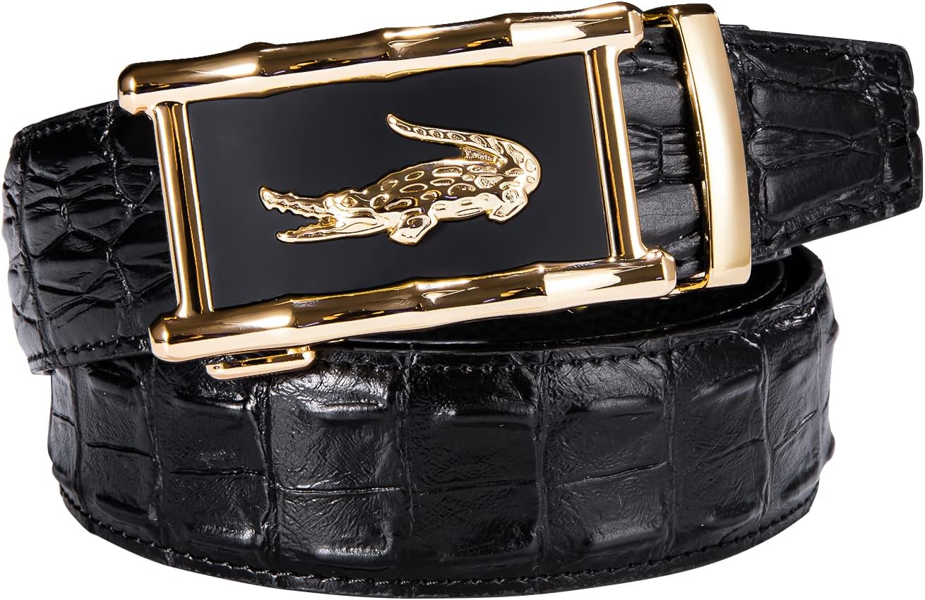 Barry.Wang Designer Mens Belts Leather Ratchet 1 3/8" Adjustable Sliding Buckle Dress Belt Automatic Strap Golf Business - Image 4