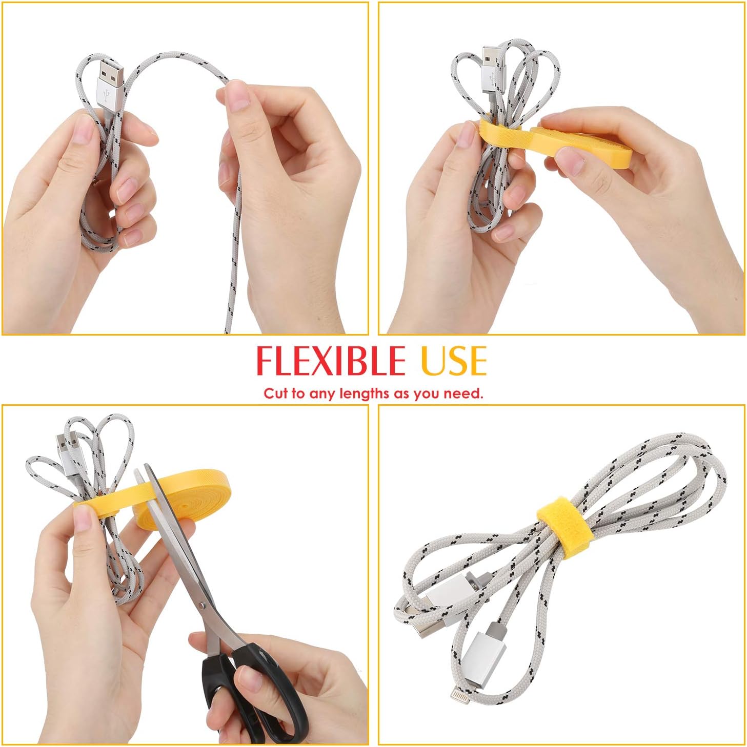 MoKo 5 Roll Cable Straps Cable Ties Reusable, Nylon Fastening Tape with Hook and Loop Wire Straps, 33 Foot / 2M Wire Cord Tape Fastening Straps for Cords Cable Management, Computer, Home/Office