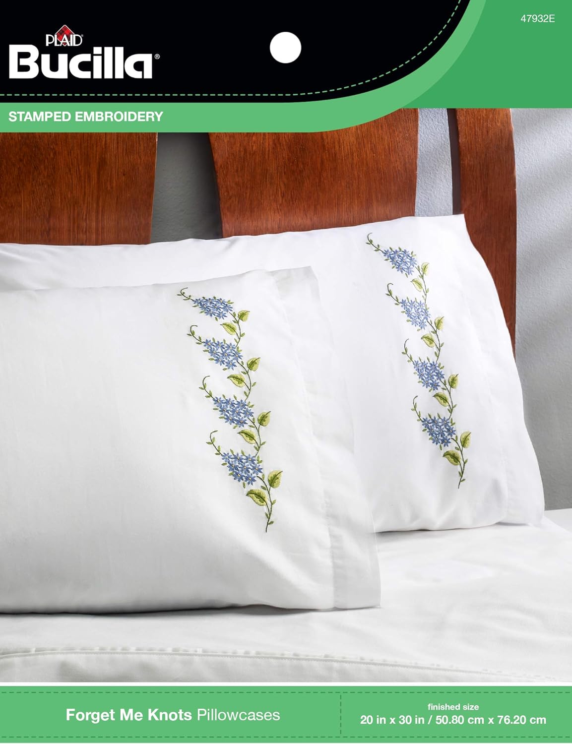 Bucilla Stamped Embroidery Kit, Pillowcase Pairs,