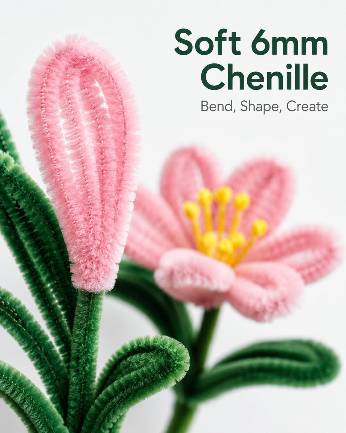 Anpyxun Pipe Cleaner Flower Kit for Adults, 600 PCS All-in-One Chenille Stems Flower Bouquet Making Kit with Video Tutorials, 6 Colors DIY Forever Flower Craft Supplies for Home Decor & Gifts