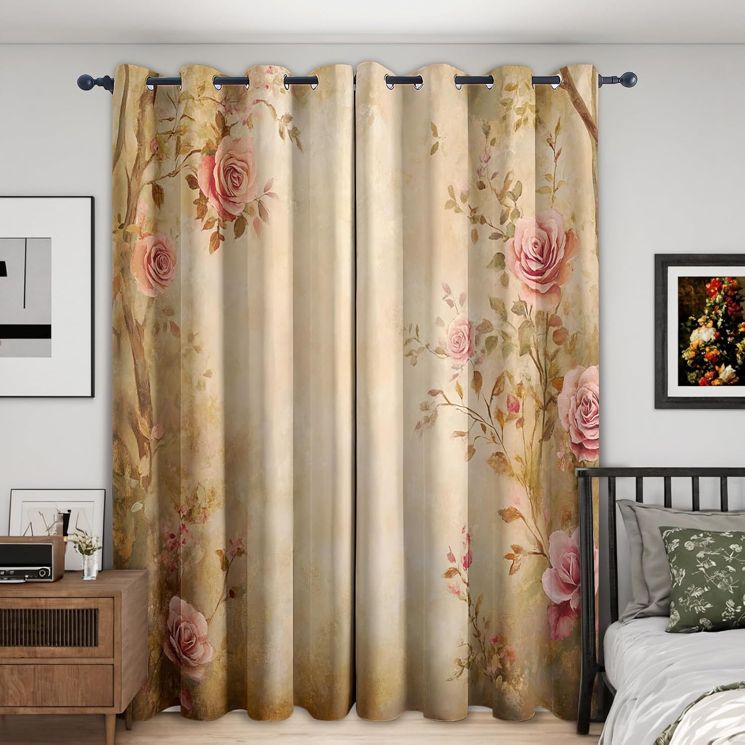 Amazon.com: Vintage Floral Blackout Curtains for Bedroom, 63 Inch 2 ...