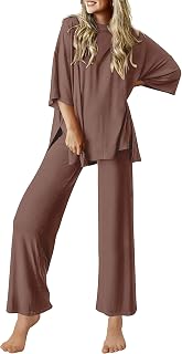 Ekouaer Women's Soft Lounge Set: 2-Piece Short Sleeve Pajamas with Pockets