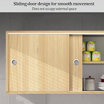 Wall Cabinets for Laundry Room, Wall Mounted Kitchen Cabinets with Sliding Doors, Floating Hanging Storage Cabinet for Living Room, Bathroom, Kitchen(C,2-Tier)