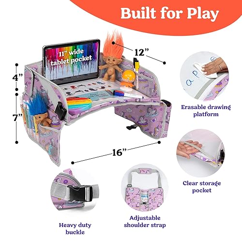 Miniatura 4 de PILLANI Bandeja de viaje para niños, bandeja de asiento de automóvil para niños, bandejas de automóvil para niños esenciales para viajes de