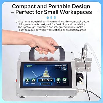 Liquid Filling Machine Peristaltic Pump Bottle, Automatic Liquid Filling Machine with Digital Touch Panel for Bottles with Min 2mm Inner Diameter, Max Capacity 100ml HD1370