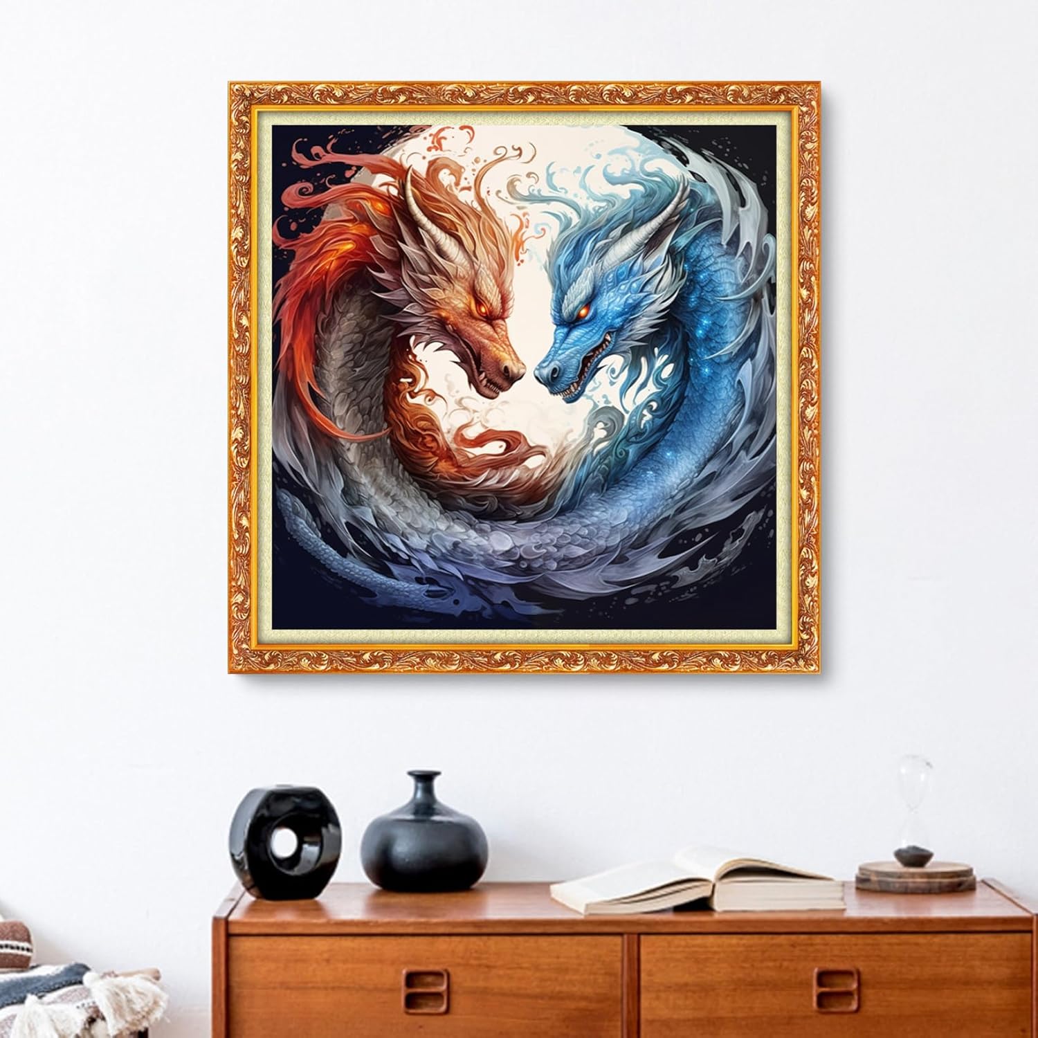 Funxvoot Stamped Cross Stitch Kits Beginners Full Range of Embroidery Kits for Adults 11CT Embroidery Patterns Needlepoint Kits Printed Cross Stitch Kits-Lucky Dragon 18x18 inch