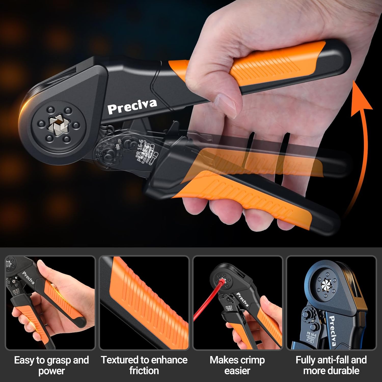 Preciva 1520PCS Ferrule Crimper Tool Kit - AWG 28-5 (0.08-16mm²) Hexagonal Ferrule Crimper, Self-Adjusting Ratchet Tool & Complete Ferrules Set, for Industrial, Automotive and Home Electrical Wiring