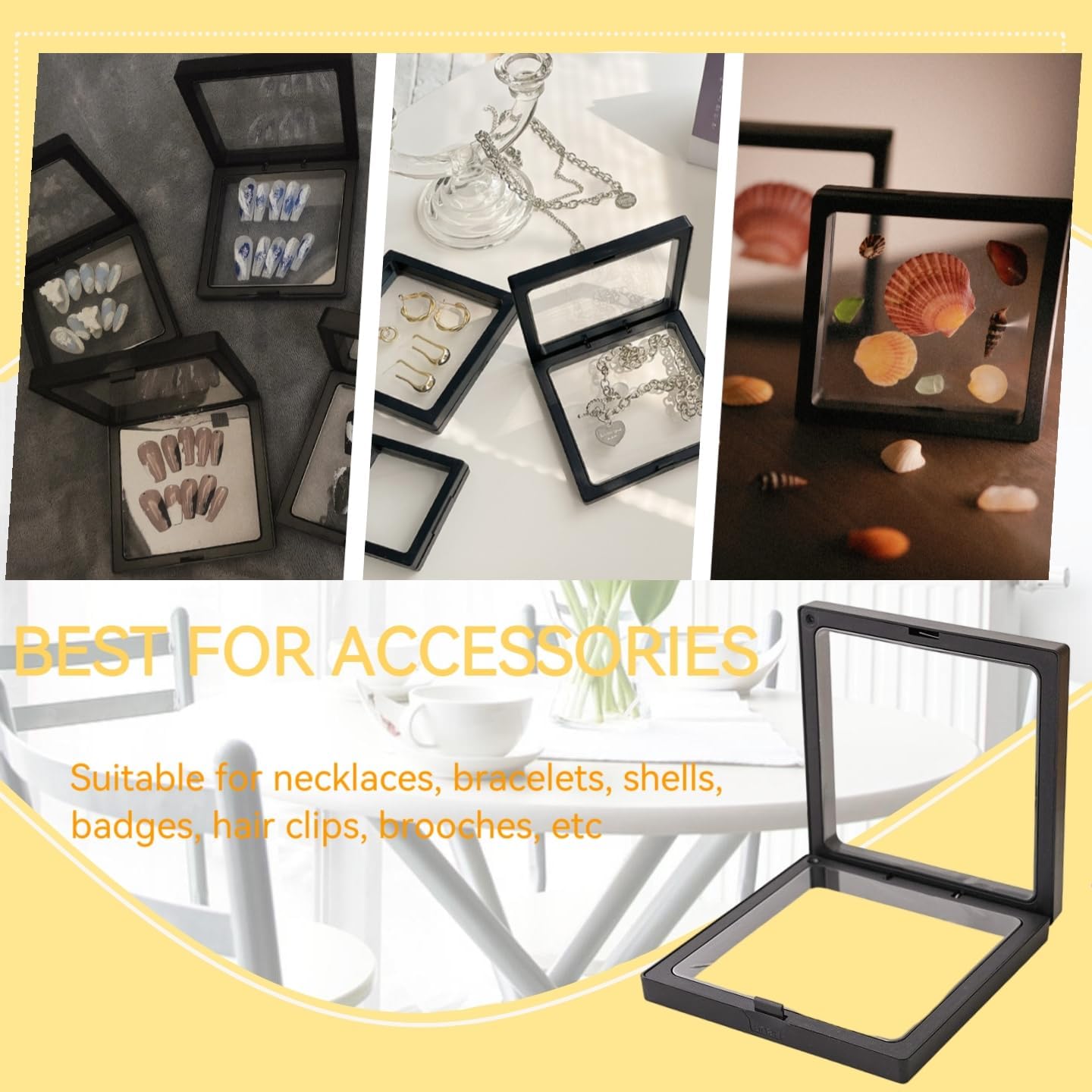 20Pcs Floating Frame Display Case——BSELUTNGY 3D Floating Display Case 3.54 Inches Black is Perfect for Preserving and Displaying Jewelry, Coins, Badges, Specimens and Various Collectible