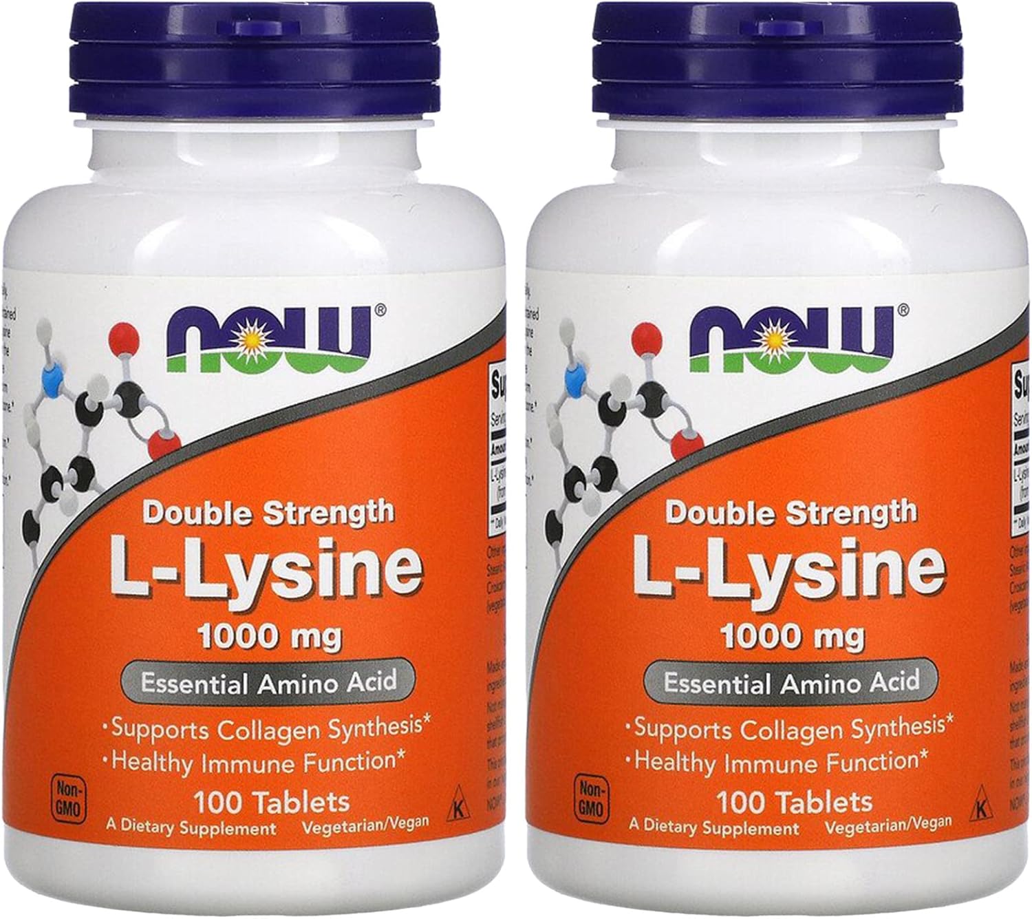 Now Foods L-Lysine 1000 mg Double Strength - 100 Tabs 3 Pack